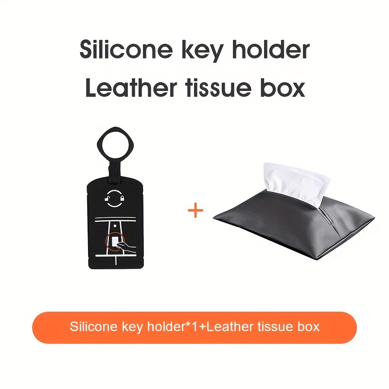 Car Tissue Box With Silicone Key Card Holder For For Model Y For Model 3  Hidden Faux Leather Drawer Bag And Key Card Case Auto Accessories - Temu