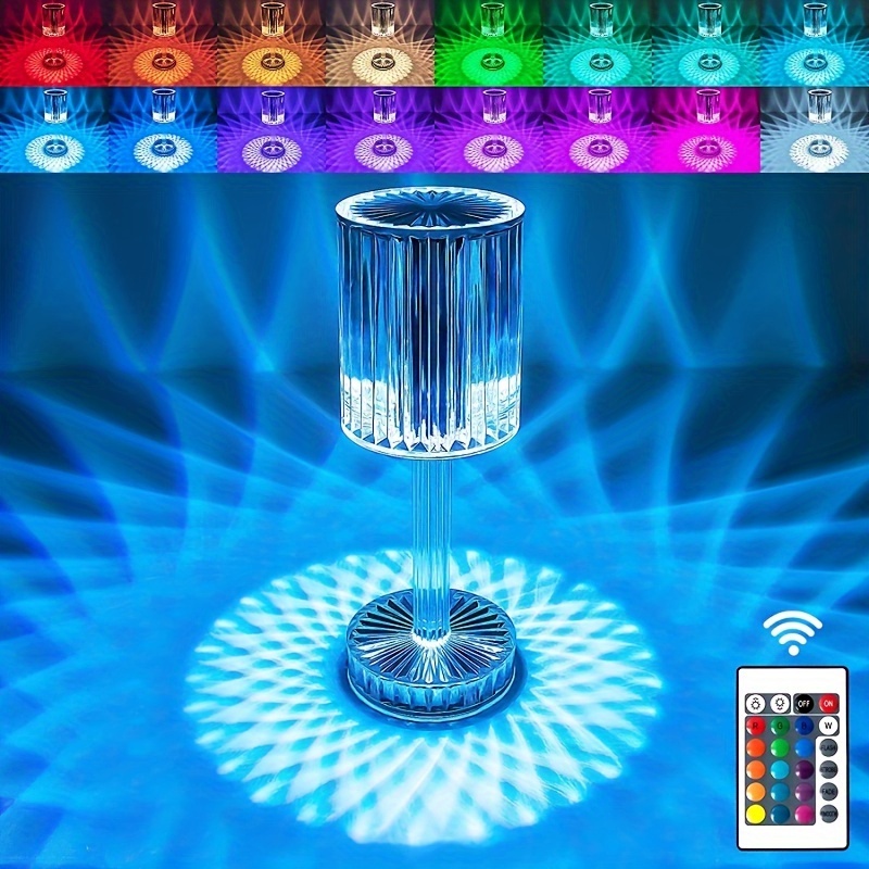 1 Packung Kristall-Schreibtischlampe, 16-Farben-Farbwechsel-RGB-Schreibtischlampe  Mit Touch- Und Fernbedienung, USB- Und Akku-wiederaufladbare Acryl-LED-Lampe  Mit Kreativer Romantischer Atmosphäre, Nachttischlampe, Geeignet Für  Schlafzimmer- Und
