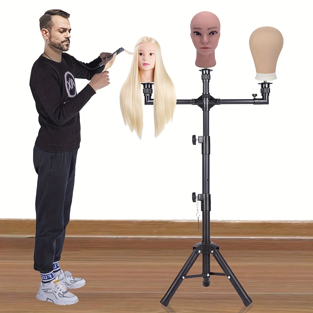 Silver Tripod Wig Stand With Mannequin Head For Wigs Making Styling  Adjustable Tripod Stand With Bald Head For Salon Hairdresser