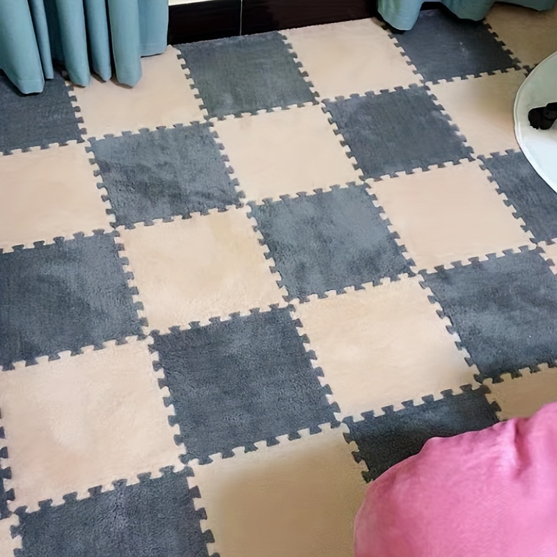 Thickened Plush Foam Interlocking Floor Mat Fluffy Square - Temu