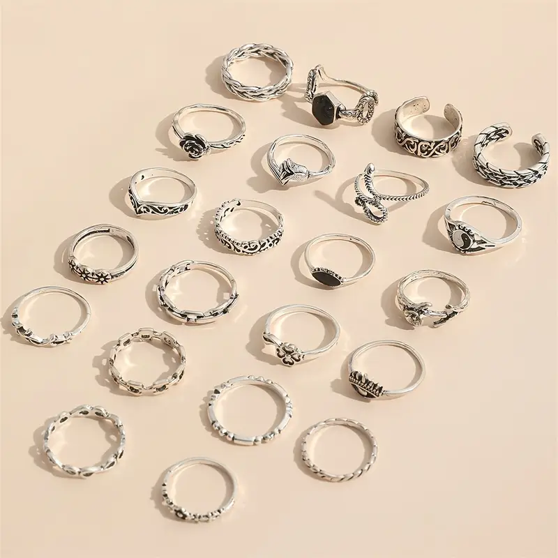 22 piezas de anillos apilables de estilo gótico serpiente de moda diseño y combinar para atuendos diarios accesorios de fiesta para geniales 5