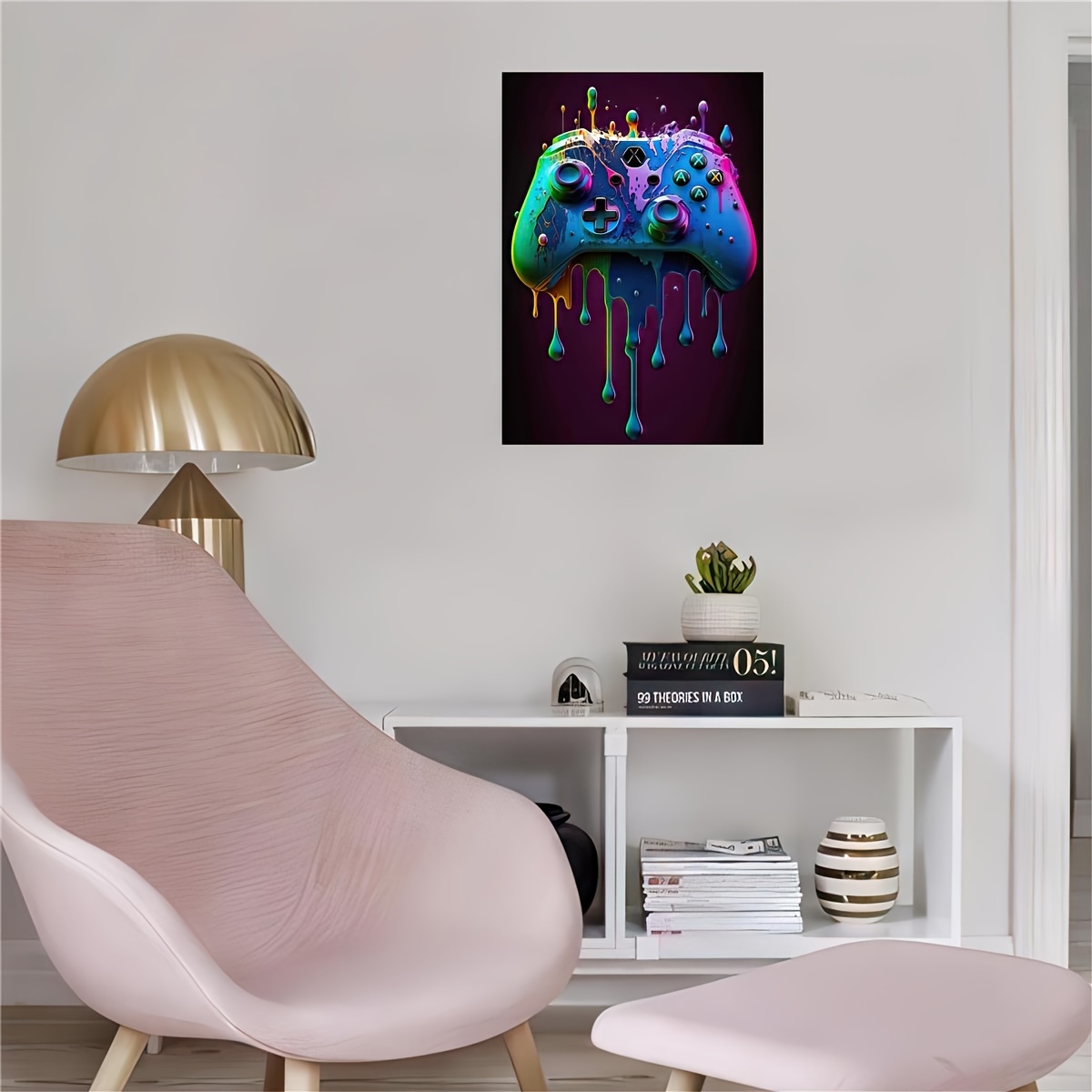 1pc Pinturas Em Tela De Arte, Pintura De Controlador De Jogo Neon