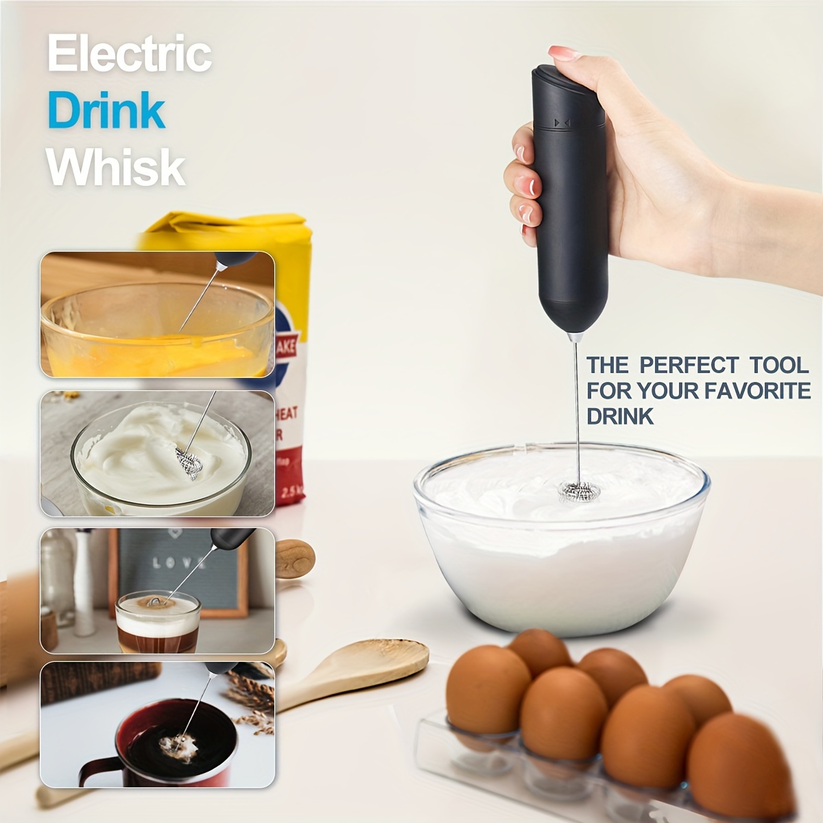 Milk Frother Handheld Electric Milk Frother Home Mixing Machine Small Cordless  Battery Egg Beater Milk Frother