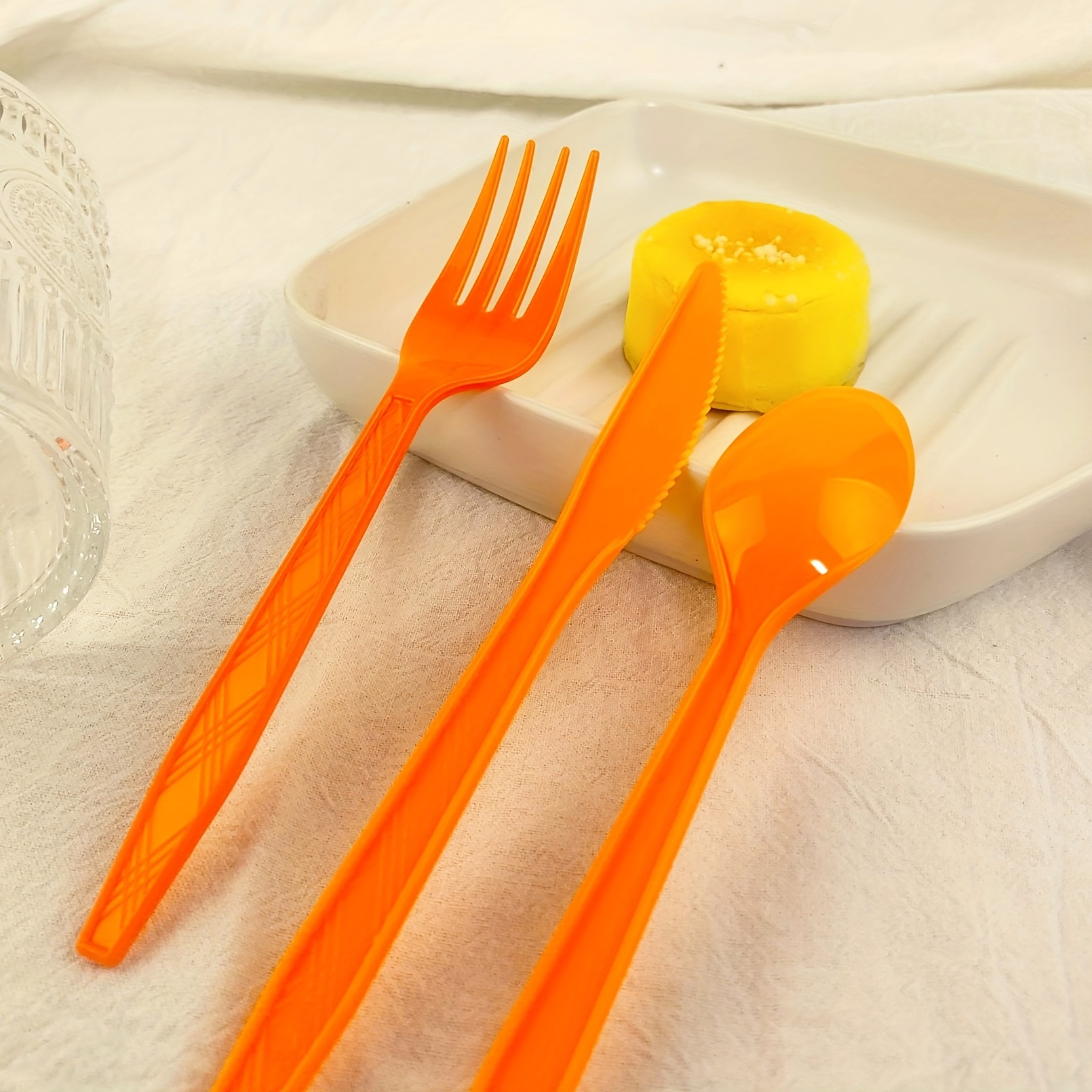 30pcs Plastic Knife Forks Spoons Set Flatware Disposable Cutlery