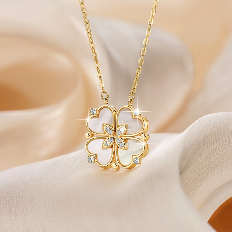 Clover Pendant Necklace Heart Shape Magnetic Clover Necklace - Temu