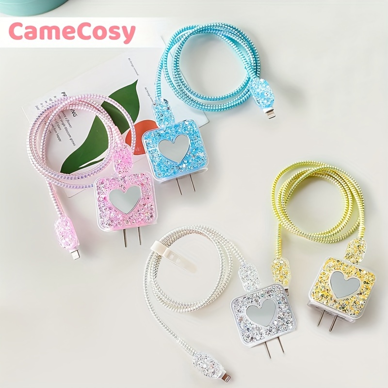 Cable Protector For IPhone Charger Protector Cute * Heart Design, Charger  Cover Cord Protector Compatible With 18W/20W IPhone Charger (*)