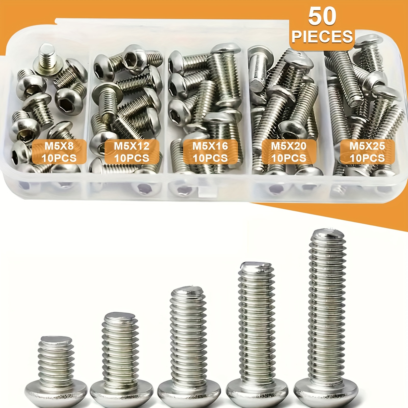 Vis Tête Bombée Six Pans Creux M6 x 40mm : Boite 10pcs