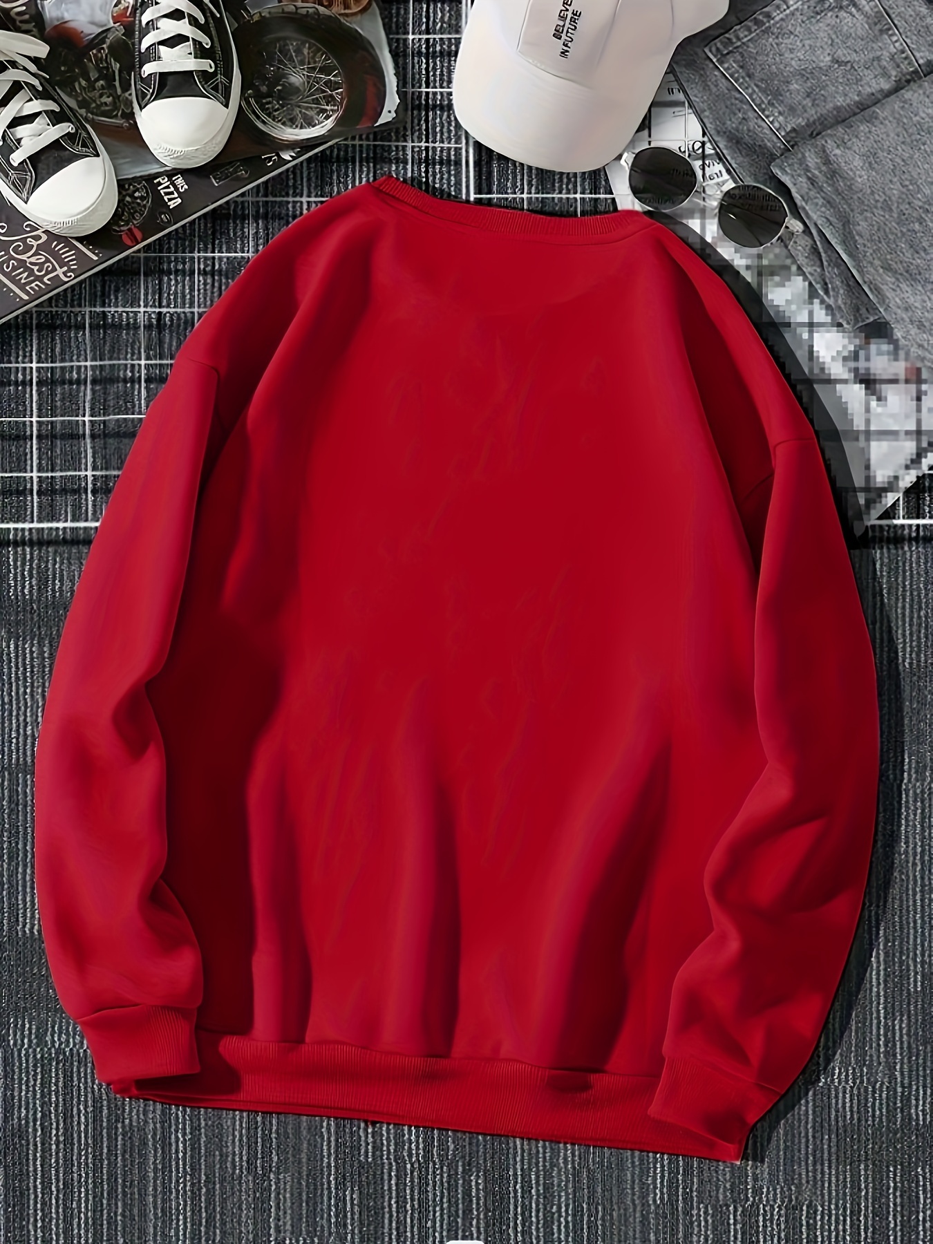 YWDJ Womens Sweatshirt Graphic Print with Crew Neck Long Sleeve Red XL 