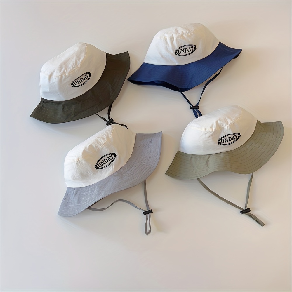 Kids Bucket Hat Adjustable Windproof Rope Sun Hat Fisherman - Temu