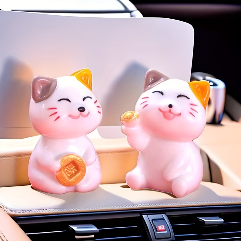 Mini ornement de voiture chat en résine, décoration de console