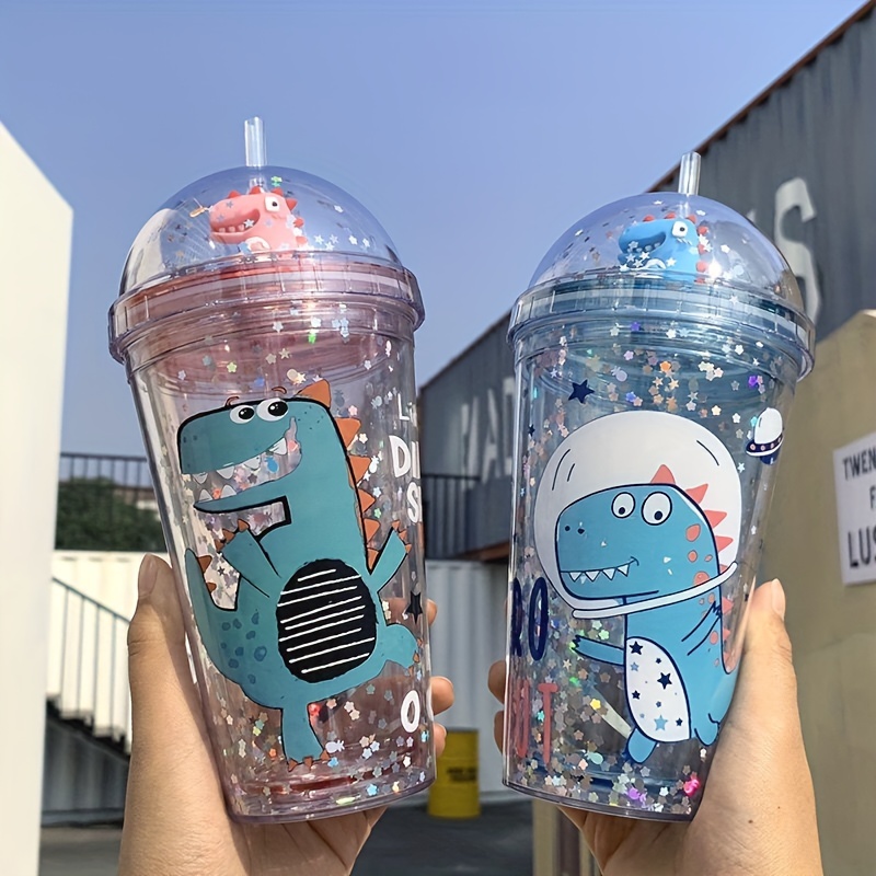 Cartoon Tumbler With Dome Lid And Straw, Double Walled Plastic Water  Bottle, Cute Simple Water Cups, Summer Winter Drinkware, Travel Accessories  - Temu