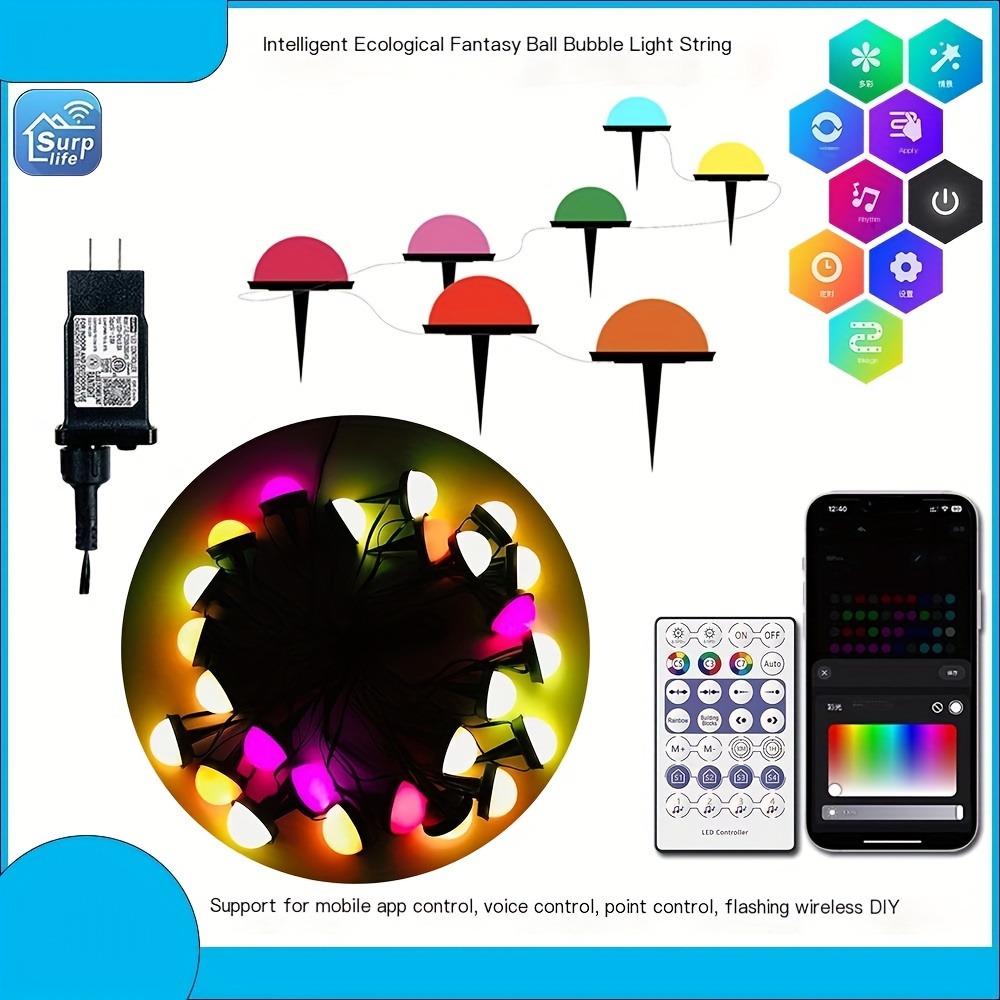 Smart Led Bulbs Outdoor String Lights Rgb Color Changing - Temu