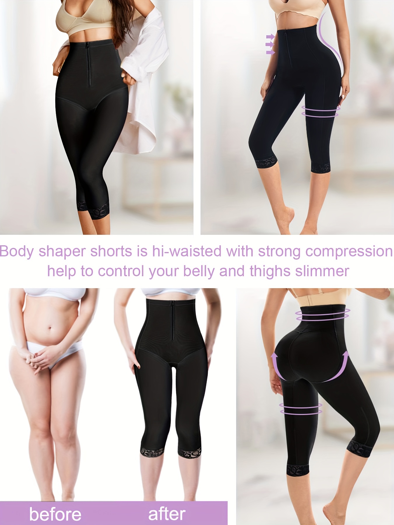 High Waist Shaping Capri Pants Tummy Control Compression - Temu