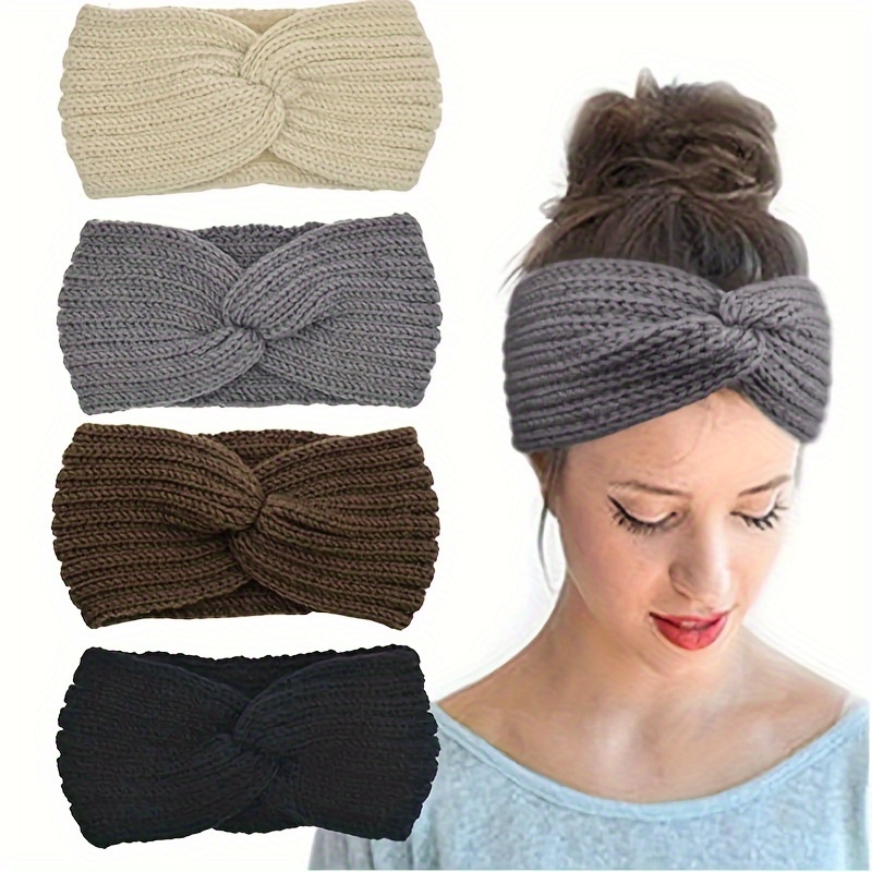 Bandeaux Large Nœud Cheveux Foulard Bande de Cheveux Élastique Turban Épais  Head Wrap Stretch Tissu Bandeaux Épais Mode Accessoires de Cheveux Pour  Femmes 3 Pcs (eleg