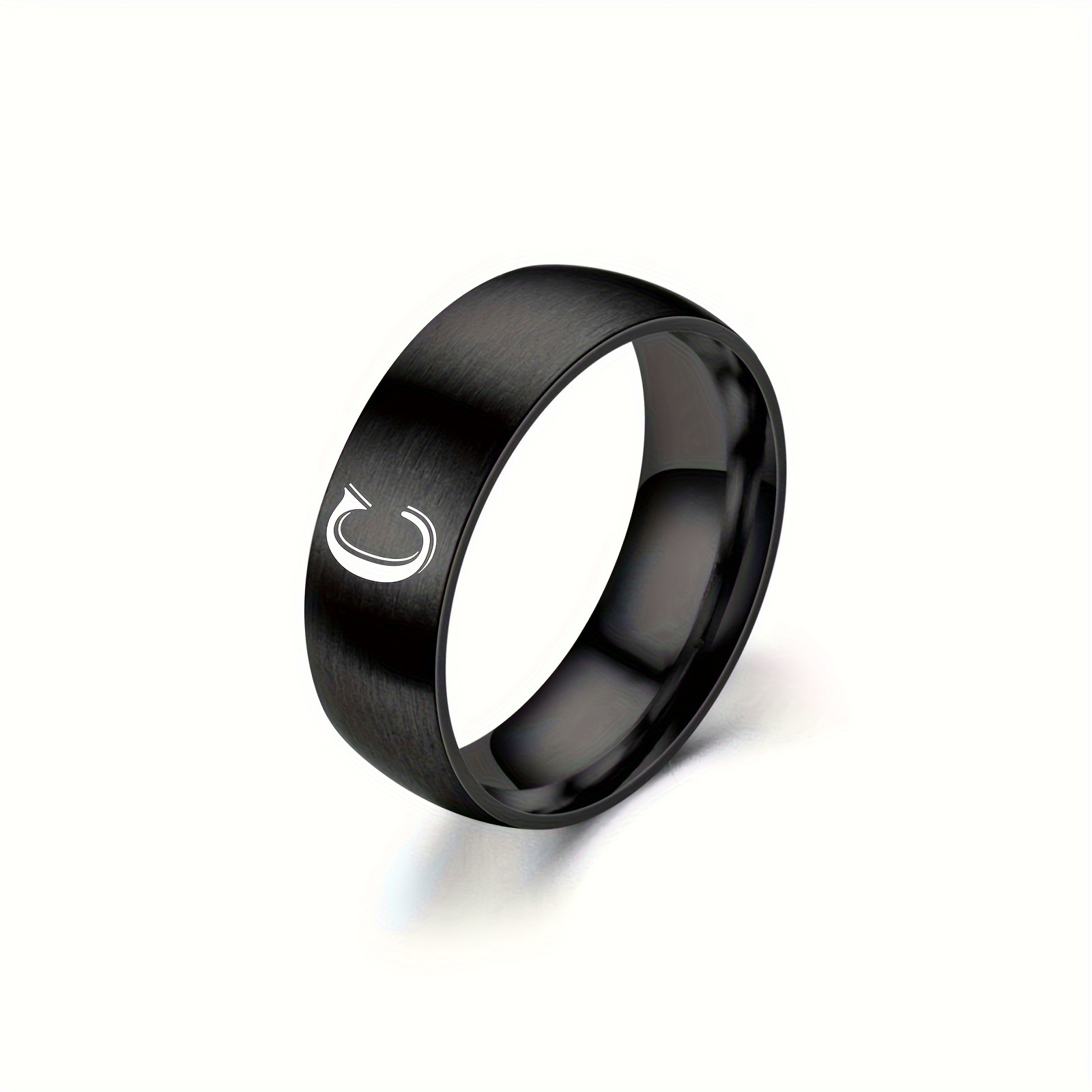 Letter Black Cotton Moulded Steel Ring Fashion Simple Sports Women