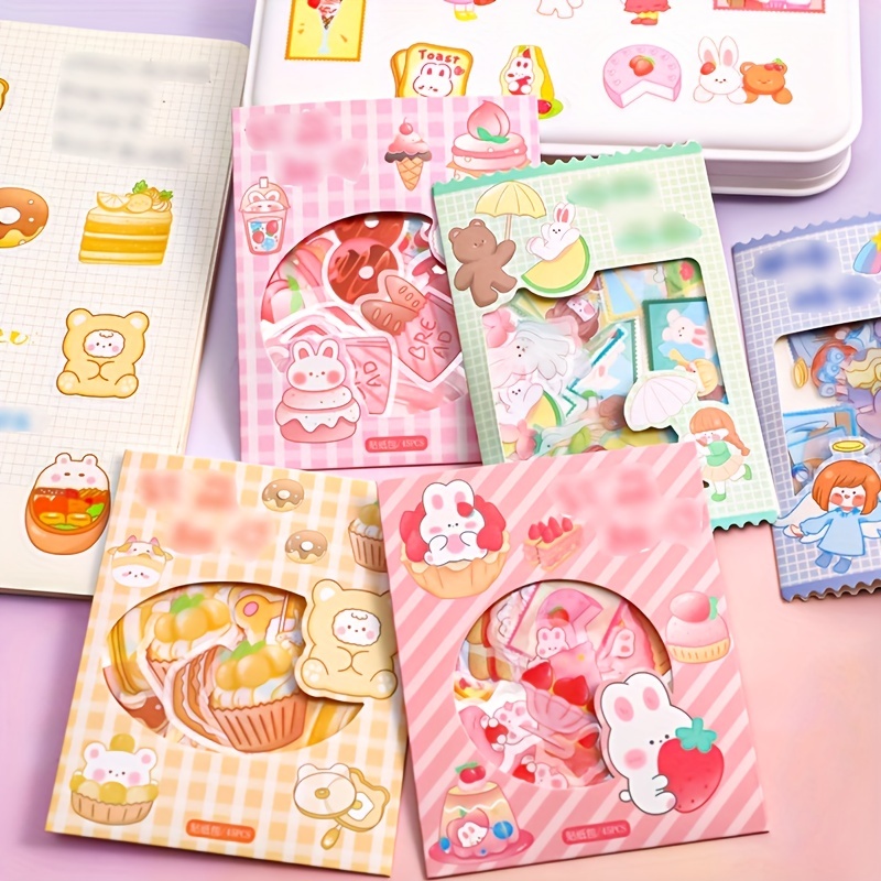 Cute Sticker Book Cartoon Bubble Baking Fruit Pattern - Temu