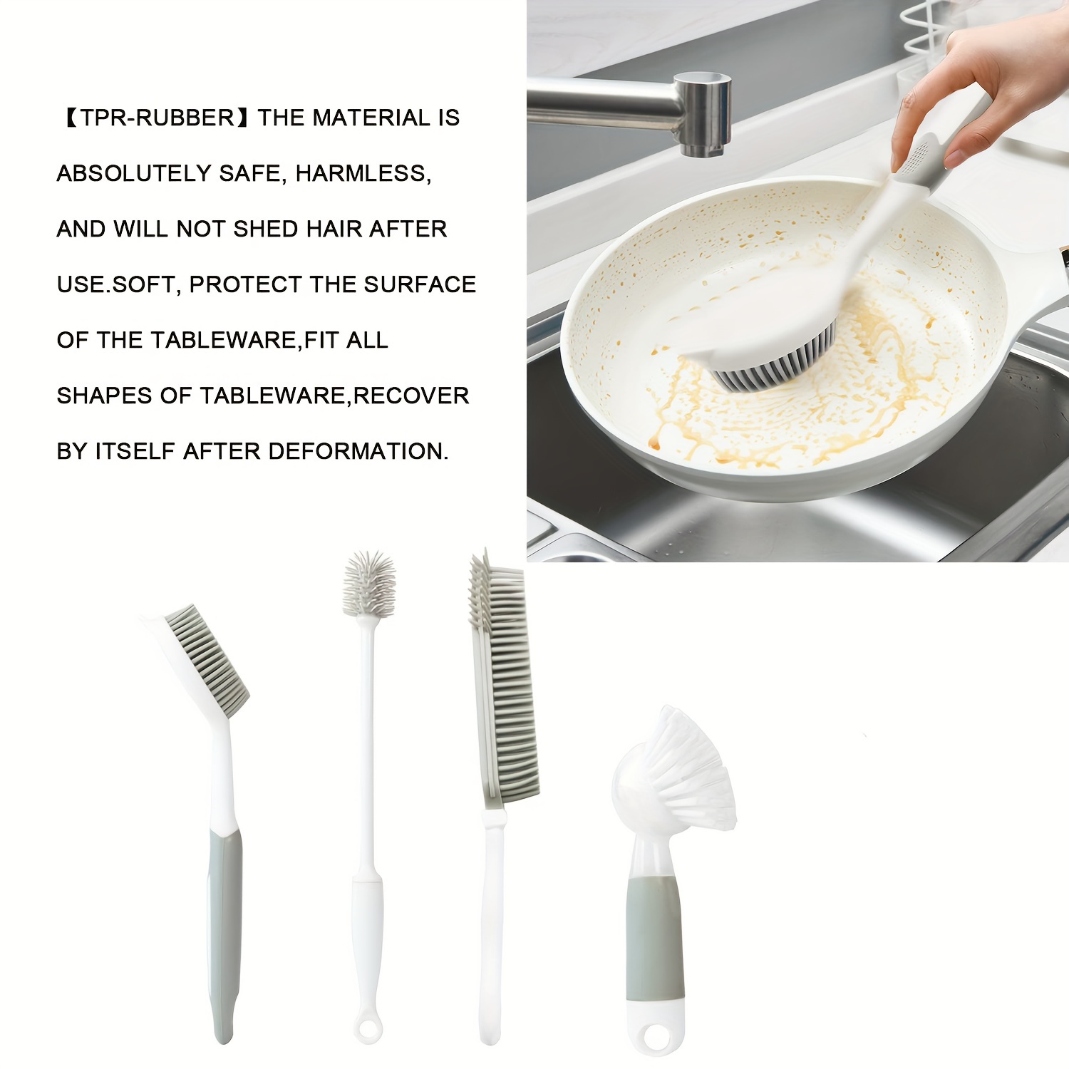 3pc Durable Dish Wand Scrubber Cleaning Kitchen Dishes Scrubbing Brush Set