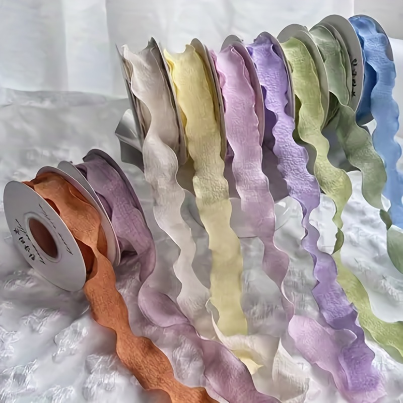 Lace Ribbon 3 Rolls, 10 Yards Rainbow Color Lace Ribbon 2.5cm Width Chiffon  Lace Ribbons for Crafts Lace Trim for Gift Package Wedding Decorations DIY