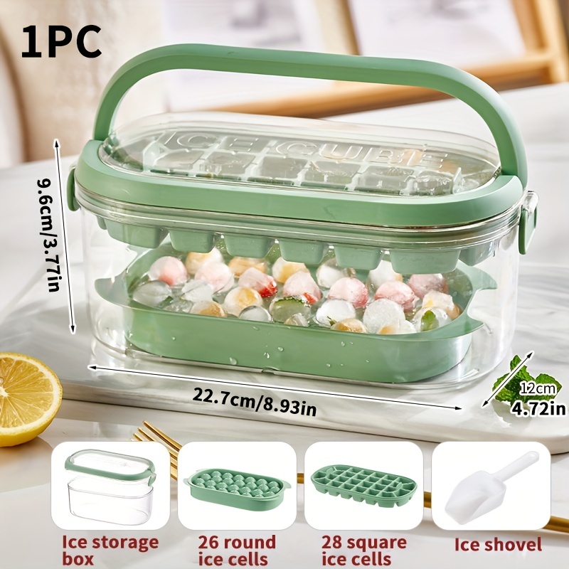 1pc Ice Cube Tray, Silicone Ice Maker With Lid, Portable Plastic 2 Layers  54 Grids Ice Cube Tray, Large Capacity Freezer Storage Container For  Whiskey, Cocktail, Beverages