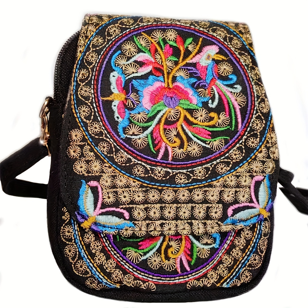 Floral Embroidery Crossbody Bag