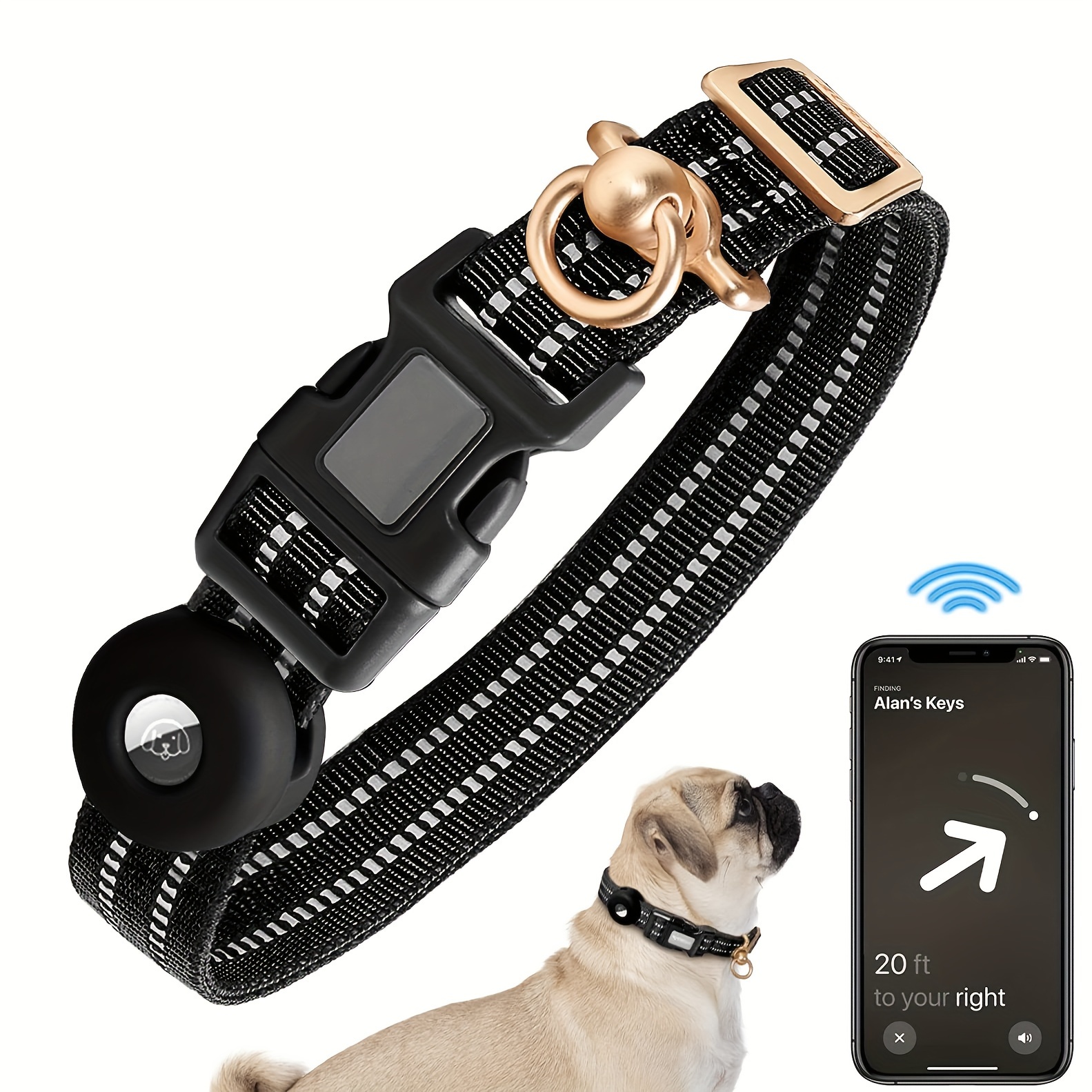 FEEYAR - Collar reflectante para perro AirTag, collar acolchado para perro  Apple AirTag, collar de perro resistente con funda de soporte AirTag
