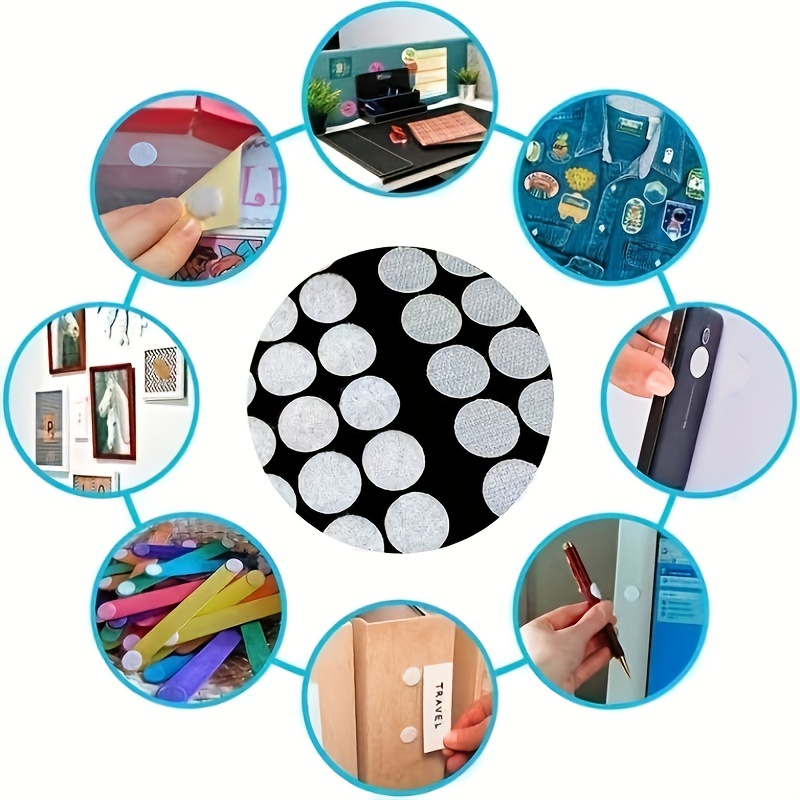 800pcs Sticky Back Hook Loop Coins 2.01cm Dia for School Office Arts