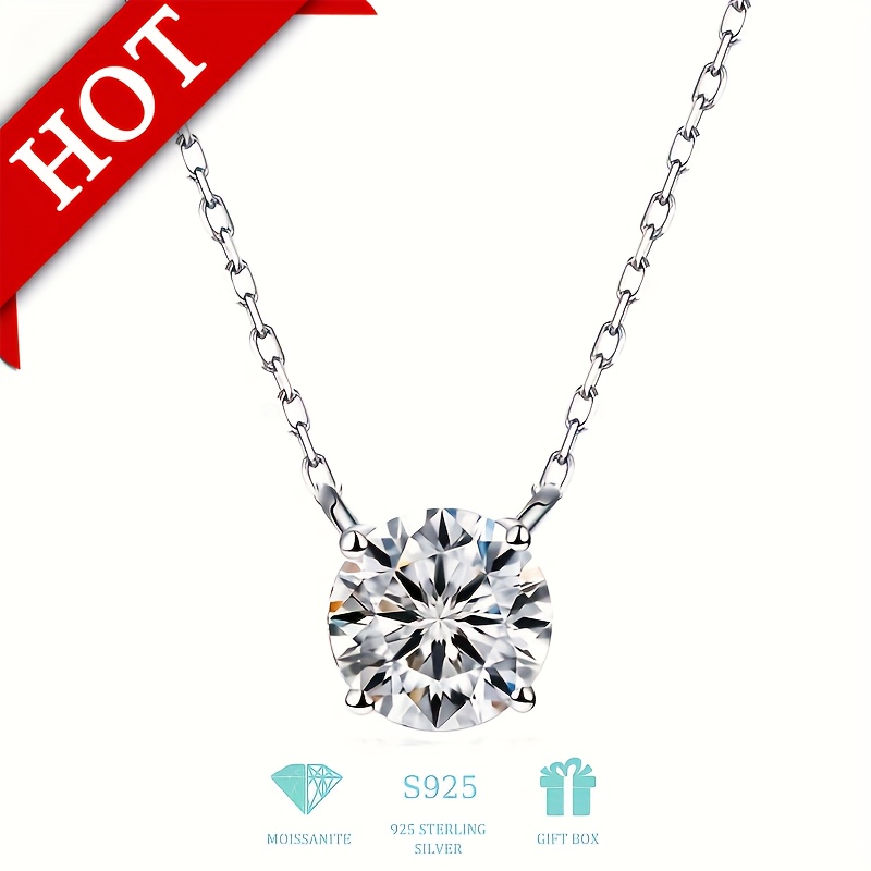 

1-3ct Moissanite S925 Pendant Necklace, Classic Fashion Necklace, Wedding Anniversary Birthday Gift