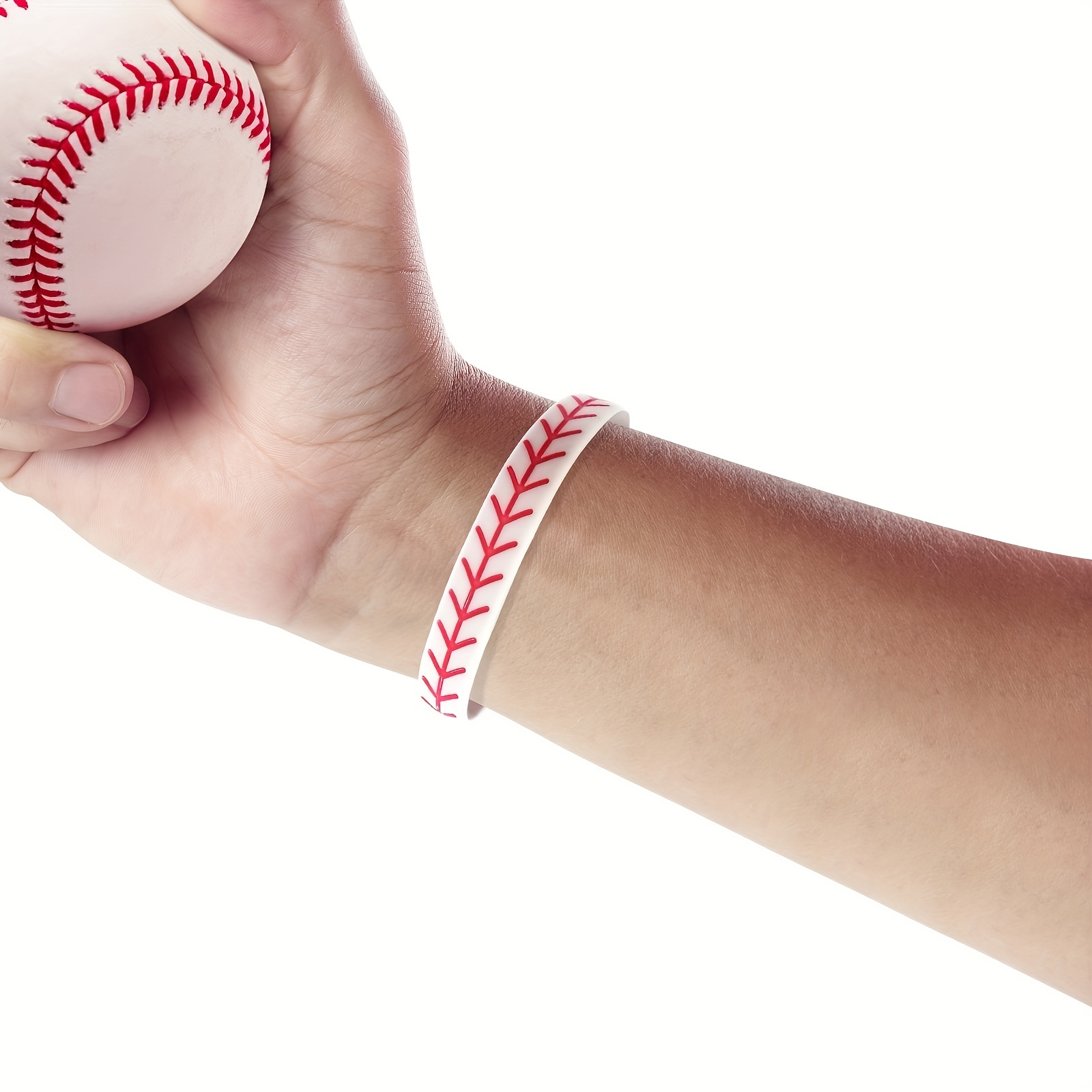 Baseball Silicone Bracelet Rubber Wristband Baseball Bracelet Wristband Gift Party Favors,Temu