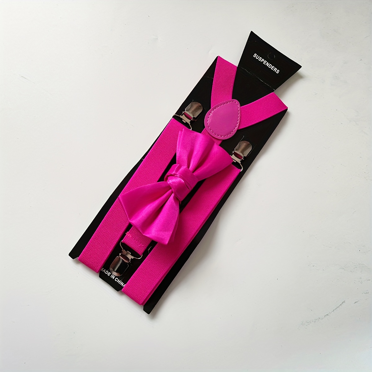 

2pcs/set Men's Suspender Clip + Bow Tie, Retro Anti-slip Pants Suspenders