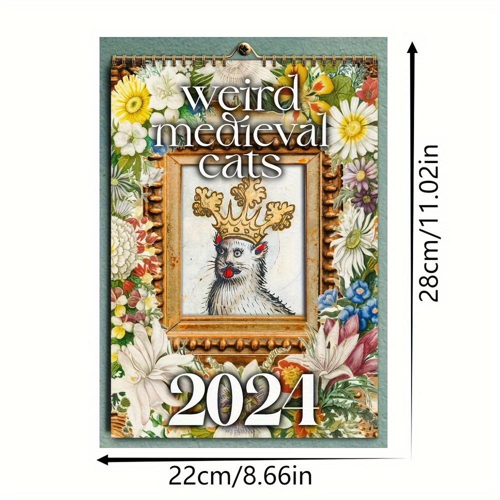 2024 Calendrier Des Chats Médiévaux Bizarres L'art Du Chat - Temu