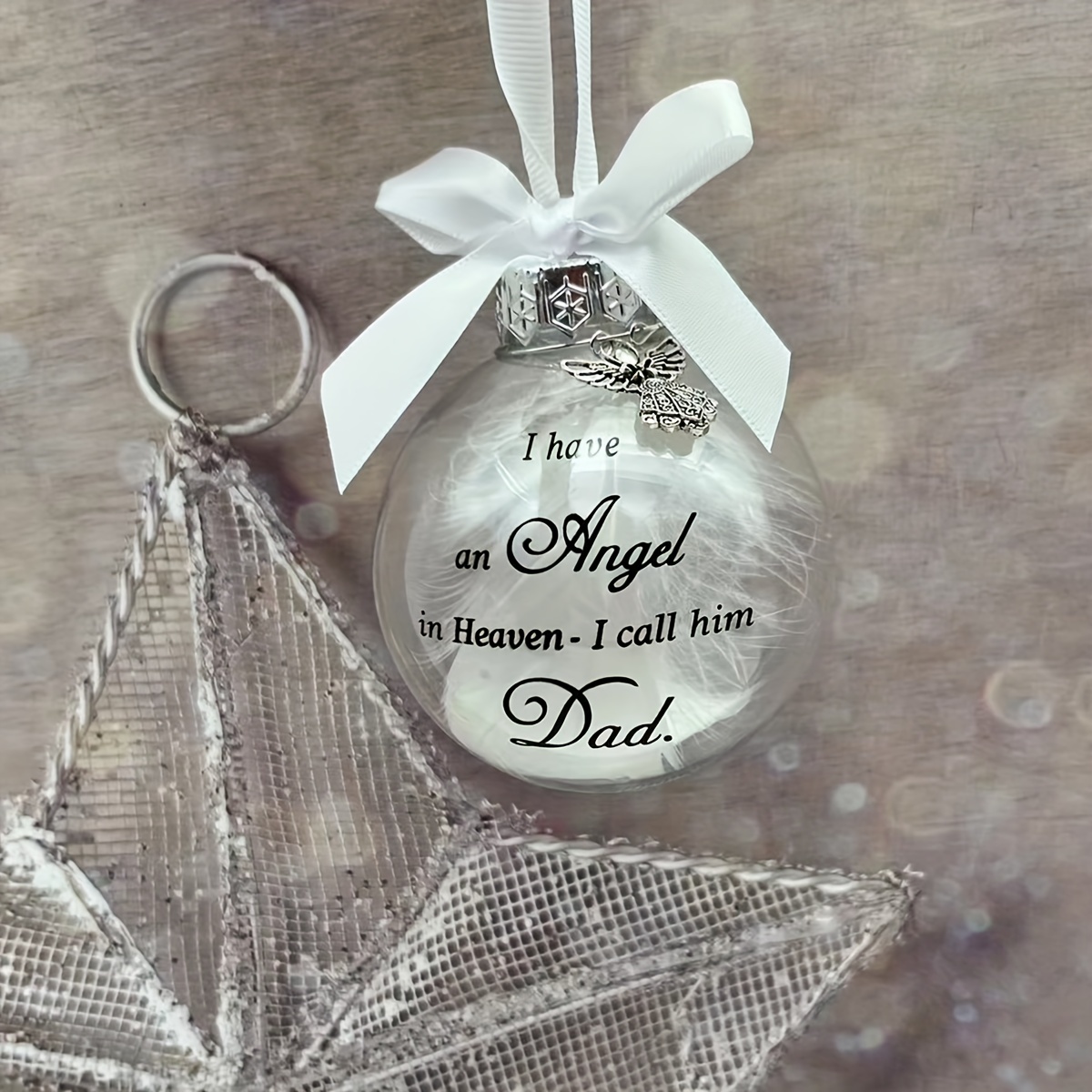 1pc Angels In Heaven Relatives Name Ornament Keepsake Feather ...