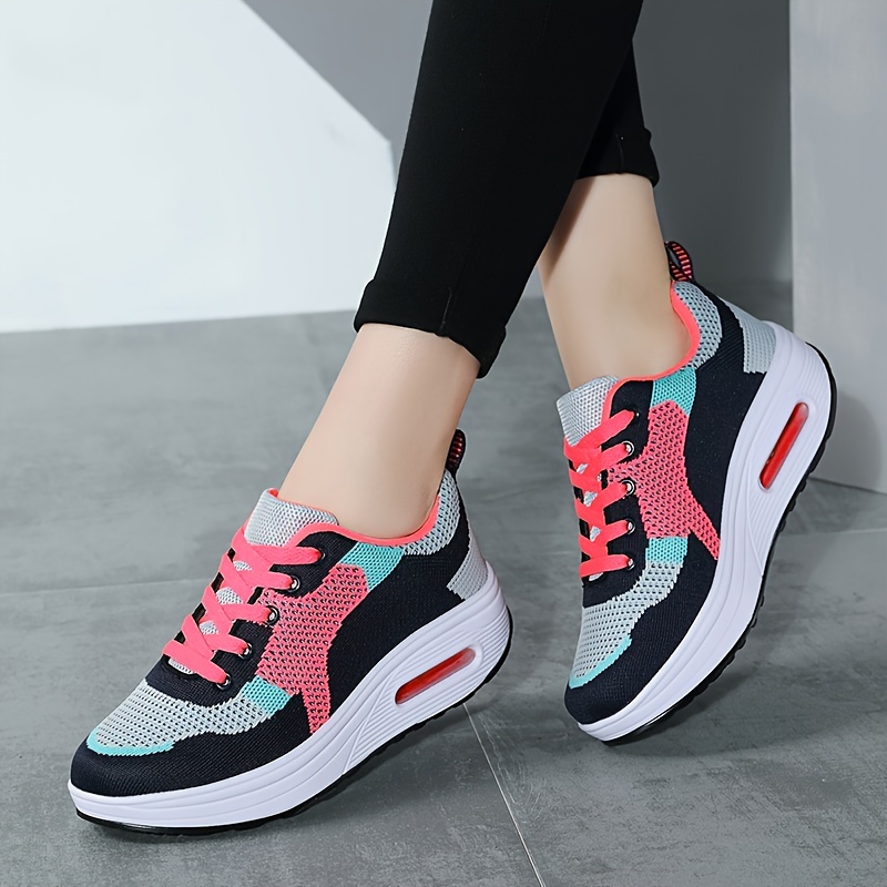 Women's Orthopedic Air Cushioned Sole, Non Slip Breathable Mesh Lightweight  Sneakers, Couple Walking Shoes Flying Woven Sneakers : 