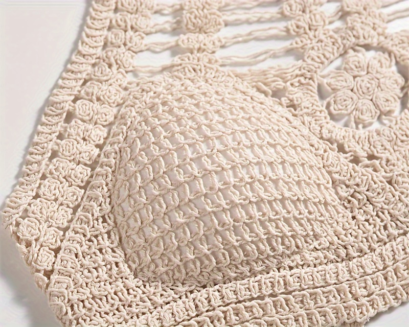 Bohemian Ethnic Women's Swimsuit Top - Lace-Up Halterneck with Chest Cut-Outs, Geometric Embroidery & Adjustable Suspender Straps, Non-Removable Padded Cups, Hand Wash Only, Beachwear Fashion, Laceup Detailing, Intricate Embroidery, Stylish Swimwear, Summer Travelers