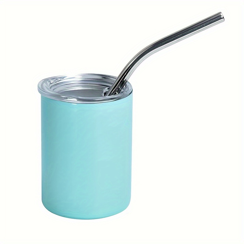 Straight Mini Glass Tumbler With Leak Proof Lid And Straw - Temu