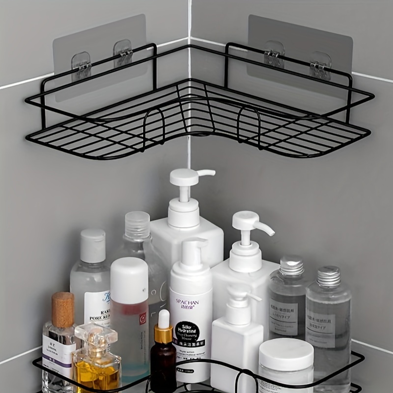 Bathroom Shelf Shower Shampoo Holder Gray Aluminum Storage Cosmetic Basket  Wall Self-adhesive Organizer Rack Household Accessory