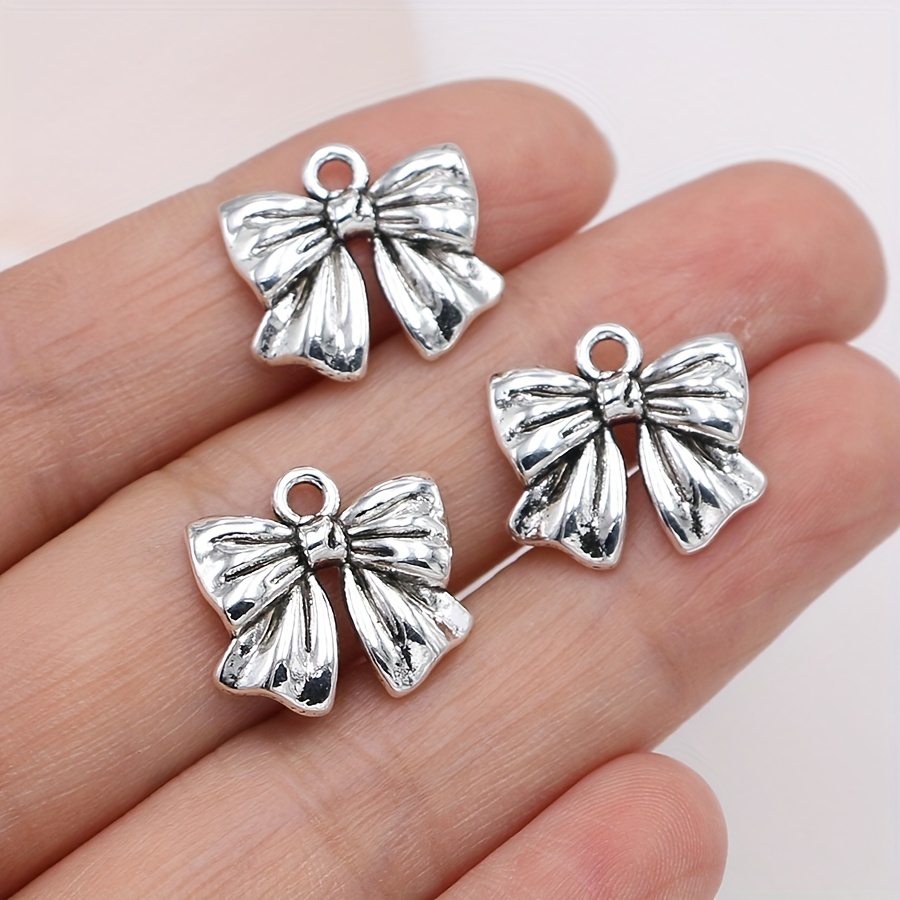 Silver Plated Bow Charms Diy Bow tie Pendants For - Temu