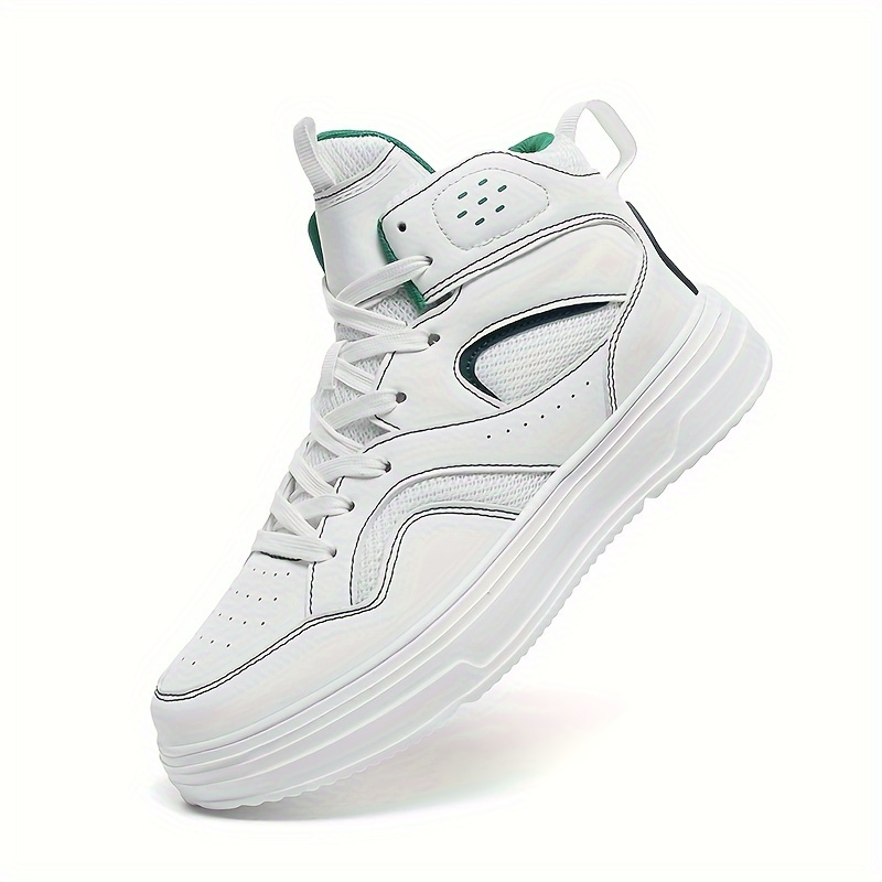 Plus Size Men's Trendy Solid/Colour Block High Top Skate Shoes, Comfy Non Slip Casual Soft Sole Sneakers For Men's Outdoor Activities