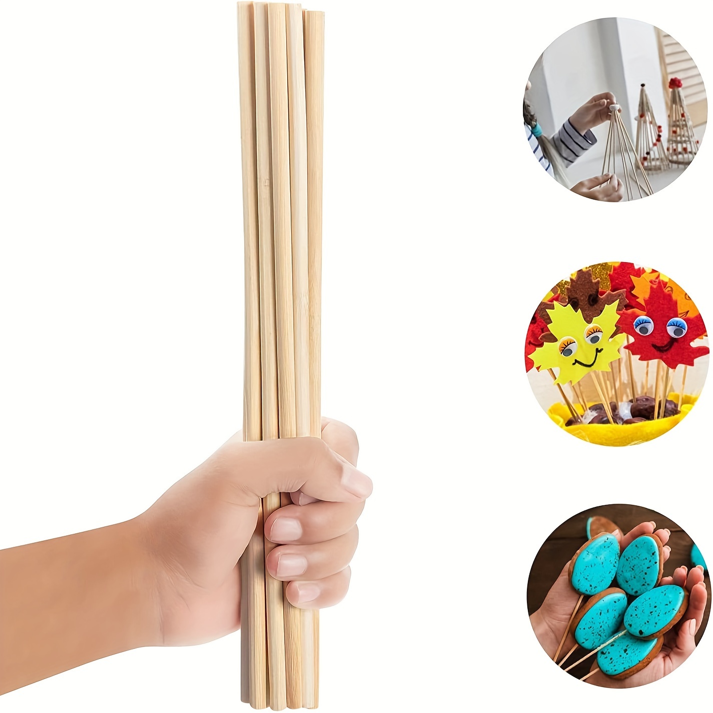 6pcs 0.8 X 12 Inch Wooden Dowel Rods Wood Sticks Natural Unfinished Wooden  Dowel Sticks Round Wood Dowels For Crafts DIY