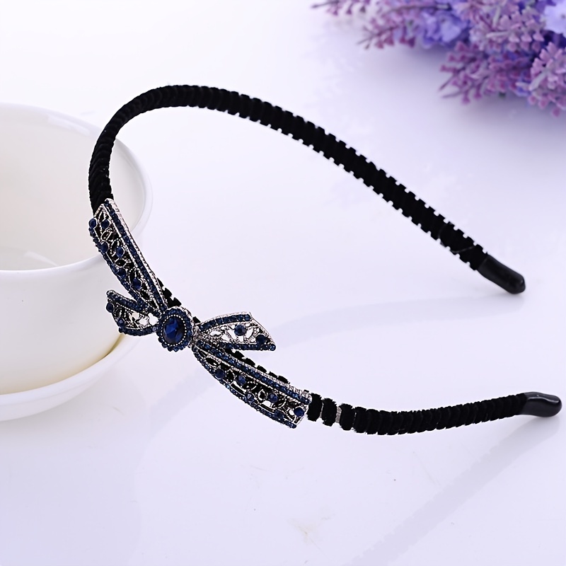 Boho Velvet Crystal Vintage Headband Rhinestone Bow Hair Accessories