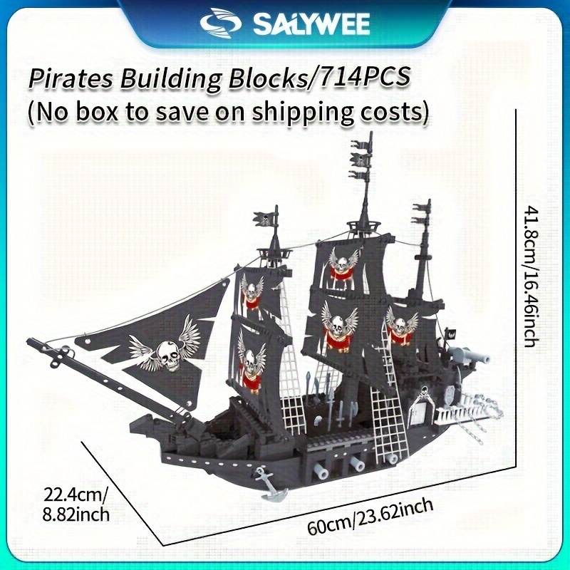 582pcs Fishing Boat Building Blocks Sets Compatible Pirate Ship