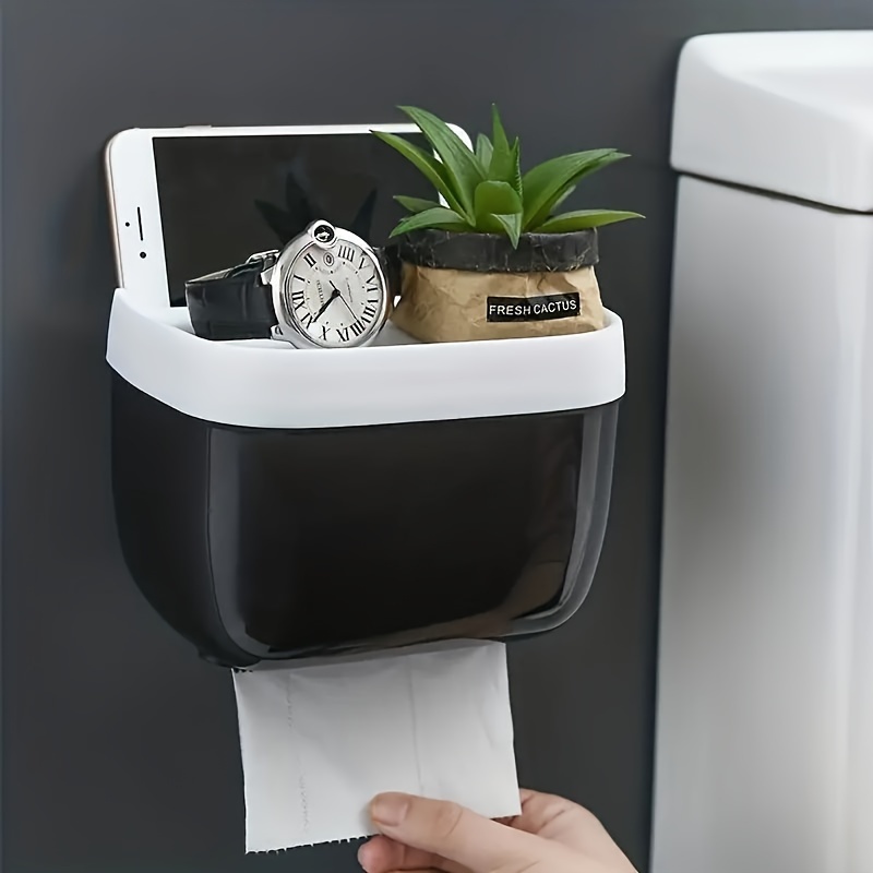 Toilet Paper Holder With Storage Wall mounted Waterproof - Temu