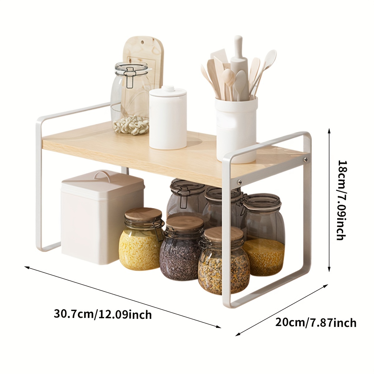 1pc Tabletop Shelf Storage Rack, Multifunction Storage And Display Shelf  For Kitchen Spice Seasoning, Bathroom Accessories, Living Room Kitchen  Bedroo