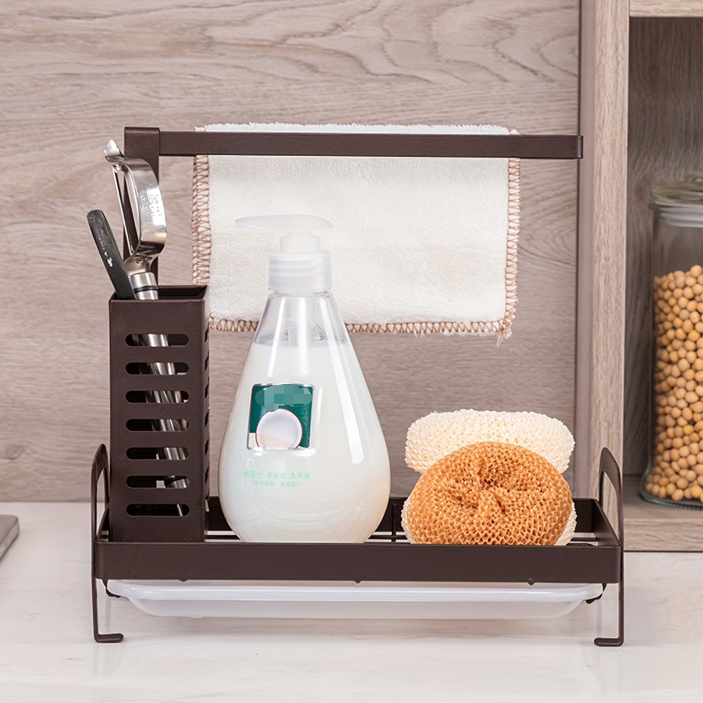  Sink Caddy,Kitchen Sink Organizer with Drain Pan Tray