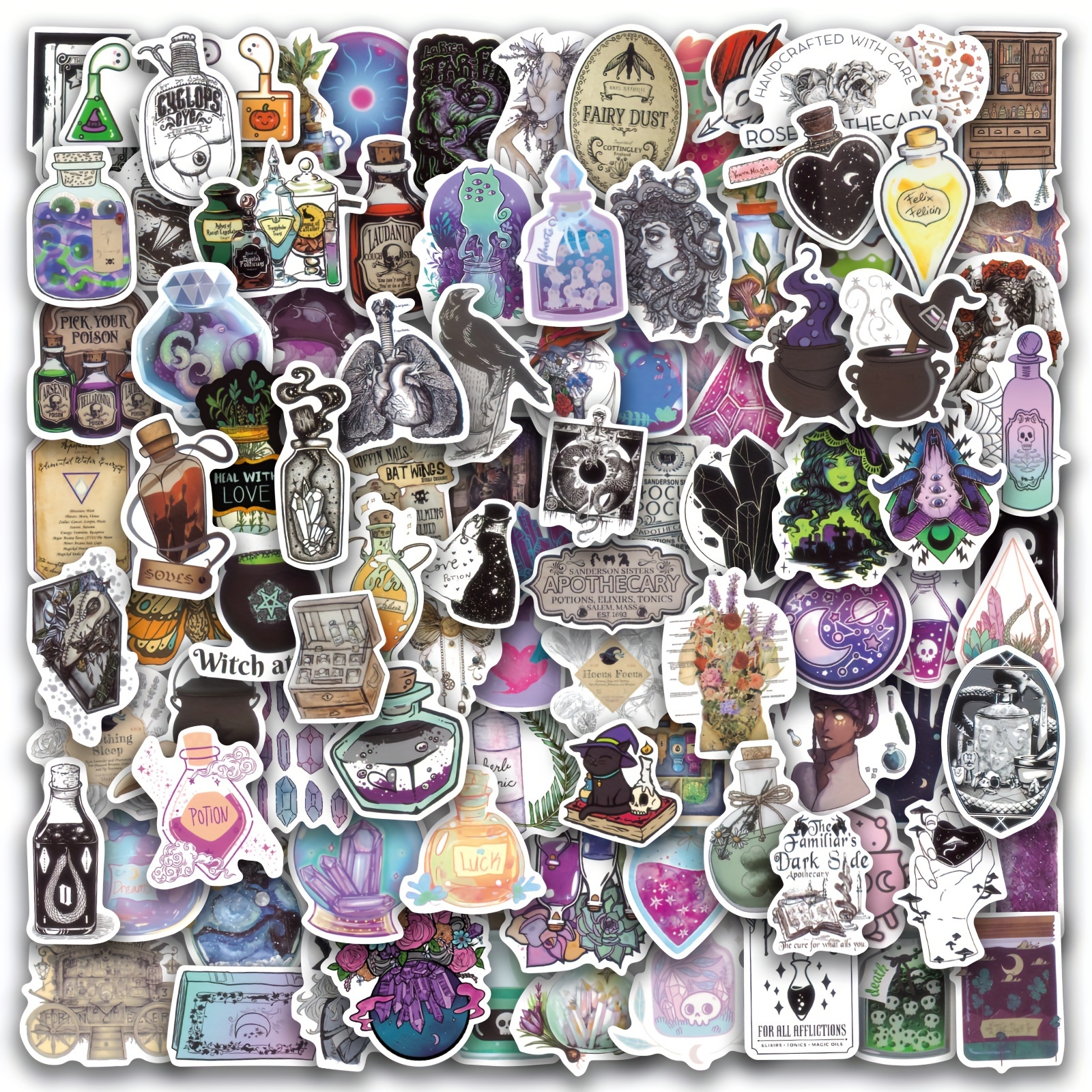 10/50pcs Horror Retro Apothecary stickers Potion label sticker Pharmacist  graffiti Stickers for DIY Luggage Laptop Skateboard Motorcycle Bicycle  Stickers