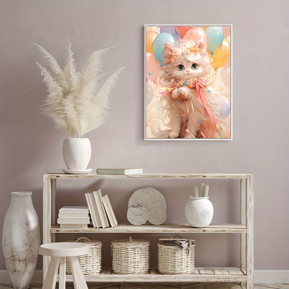 Cute Cat Artificial Diamond Painting Diy Adult - Temu