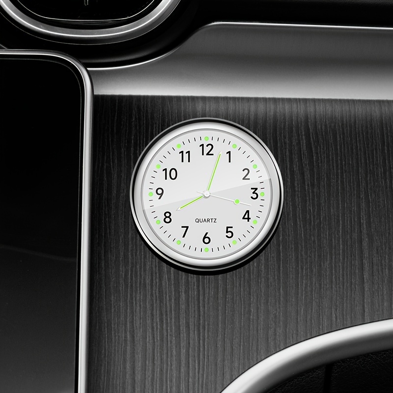 1pc Glow Decorative Clock Car Clock Mini Quartz Analog Car Dashboard Time Stick-On Clock Watch For Car Decoration Exclusive For High-end Cars