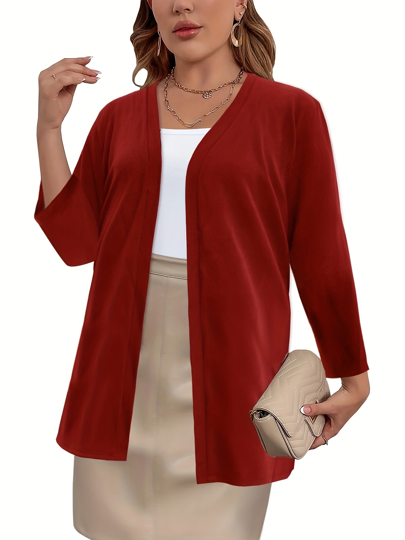 Plus size long deals red cardigan