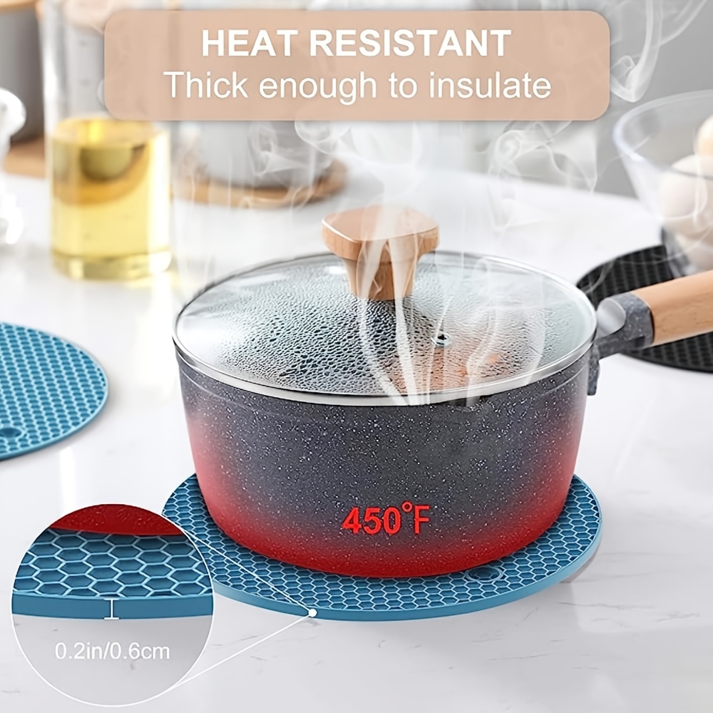 Silicone Pot Holder, Counter Mat Heat Resistant Placemats, Trivet Mat, Jar Opene - Black
