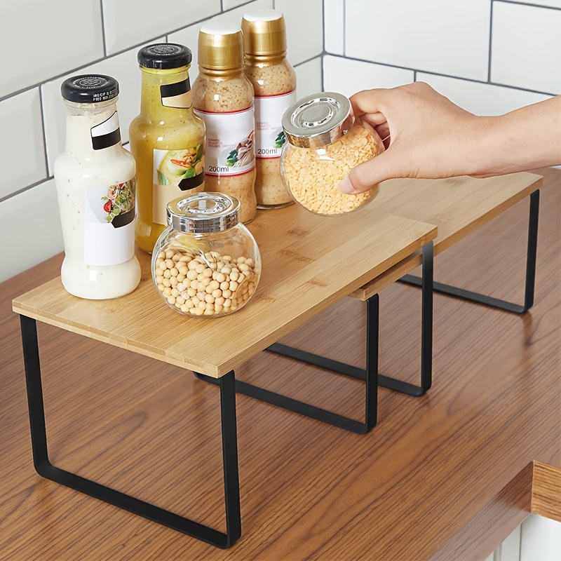 NEX Bamboo Kitchen Cabinet and Counter Shelf Organizer Stackable