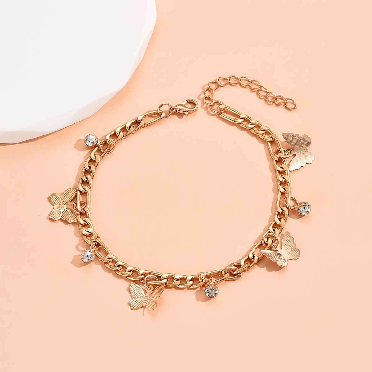 14K Plated Butterfly Charm Anklet